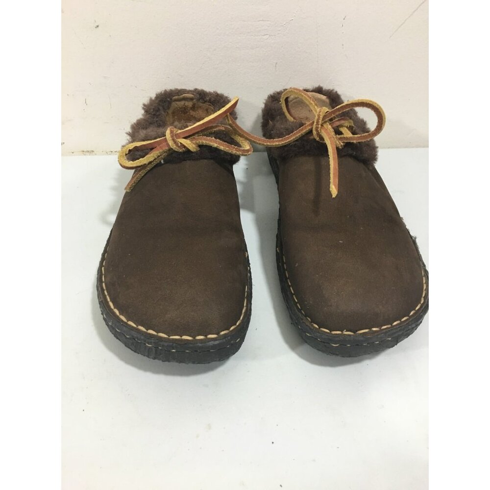 Cabela's Slip On Suede Shoes Faux Fur Trim Brown  Sz 7.5M